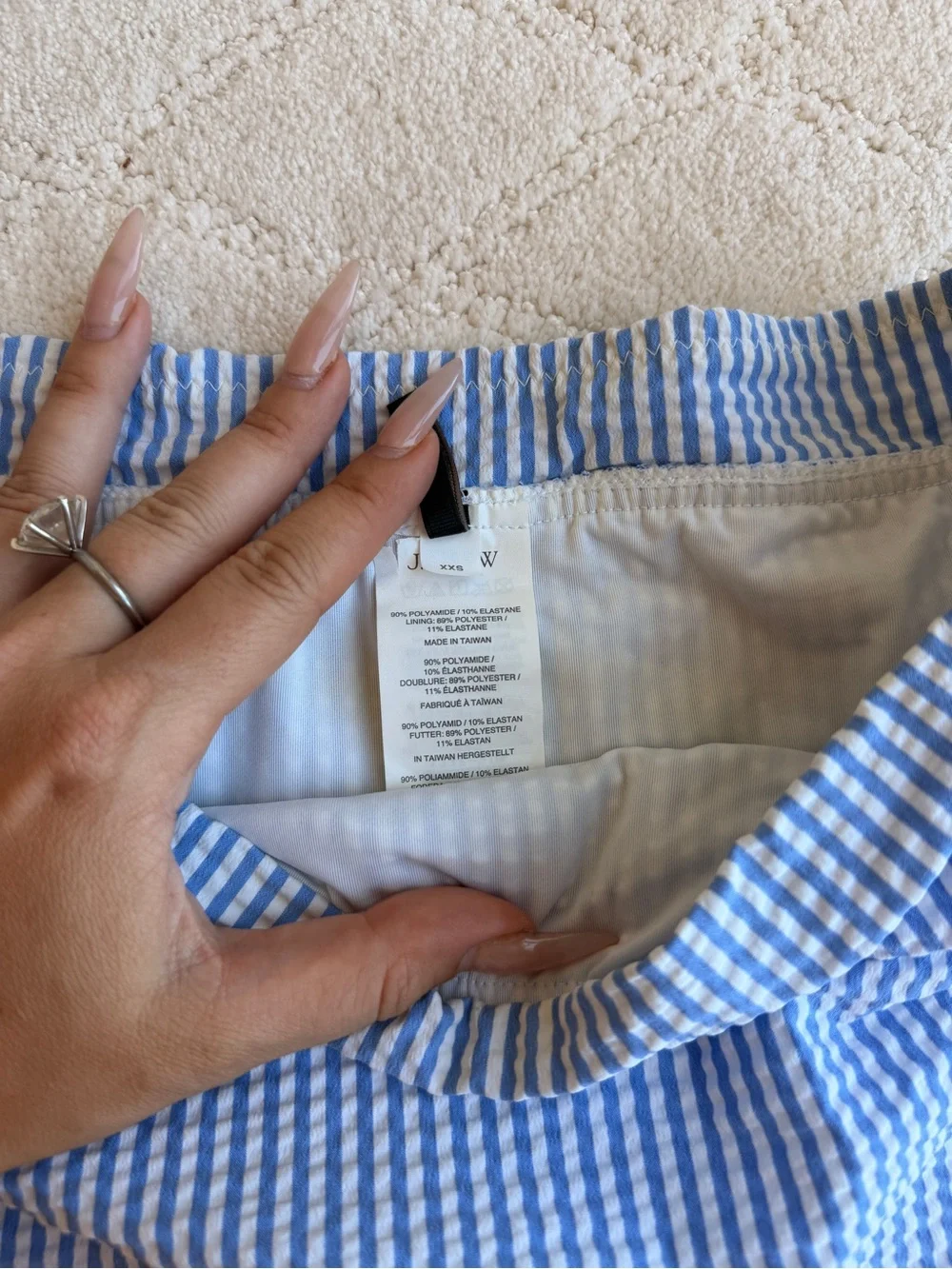 J Crew Blue and White Striped Mini Skirt